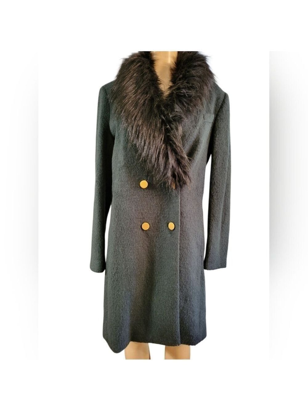 Micheal Kors Collection Wool Green Coat Trench Coat Winter Medium Large - Picture 2 of 4